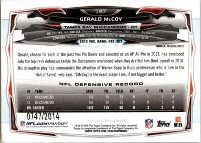 Gerald McCoy - 2014 Topps - #187 - Gold #/2014 SN Football - Football Card Single
