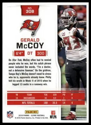Gerald McCoy 2016 Score #308 Tampa Bay Buccaneers