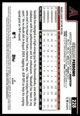 Geraldo Perdomo 2025 Topps #228 Arizona Diamondbacks - Baseball Card Single