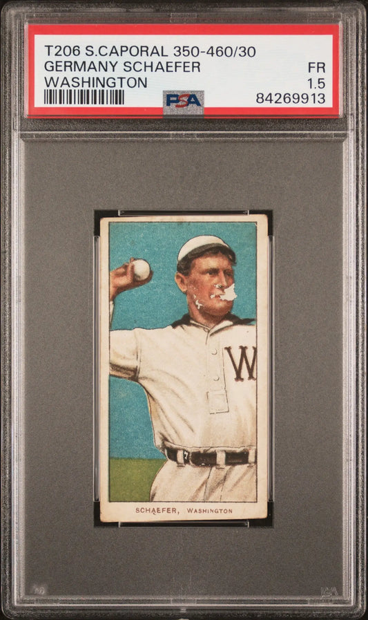 Germany Schaefer 1909-11 T206 Sweet Caporal 350-460/30 Washington PSA 1.5 Fair - Baseball Card Single