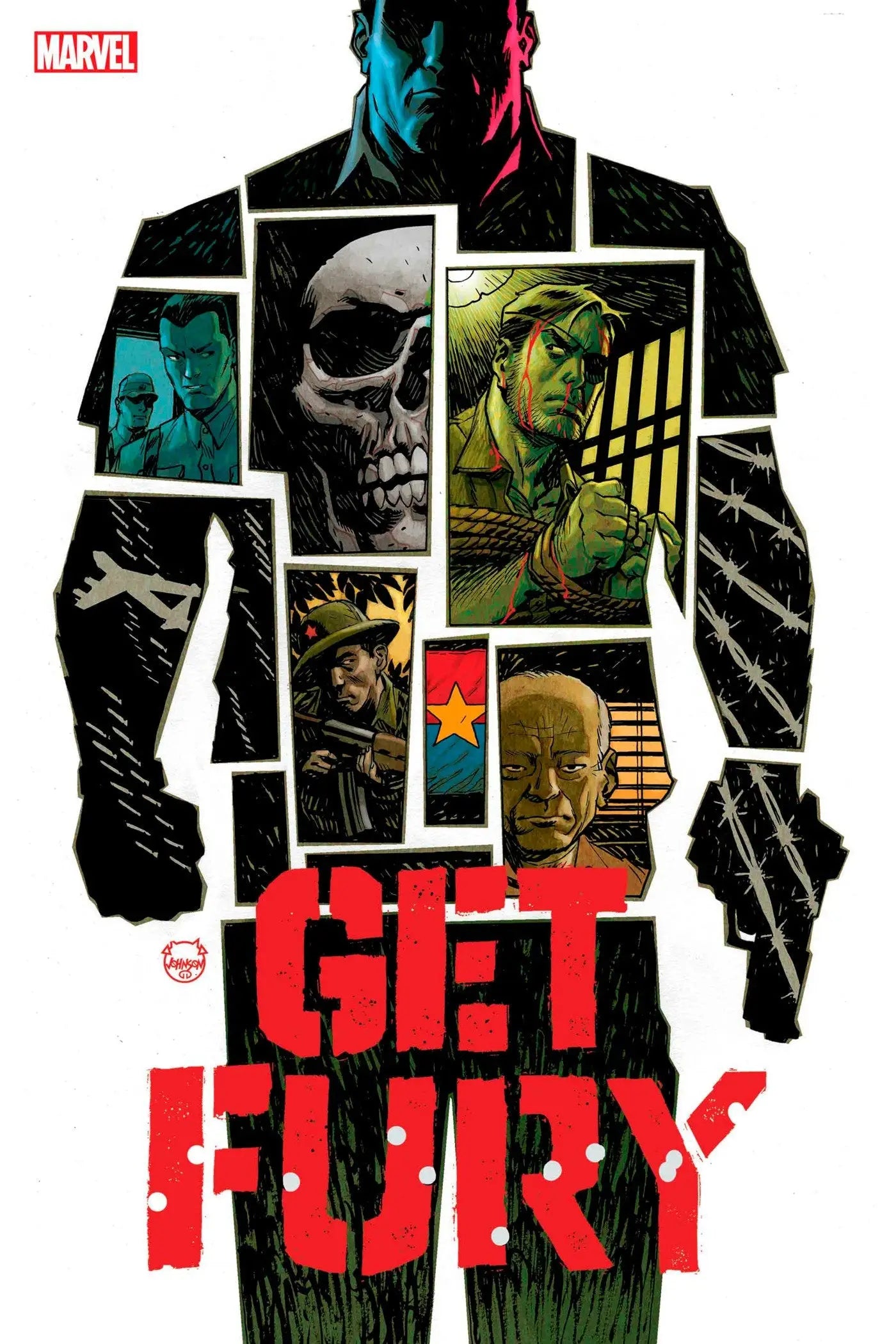 Comic book cover art for Get Fury #3 with dynamic skull imagery and action scenes