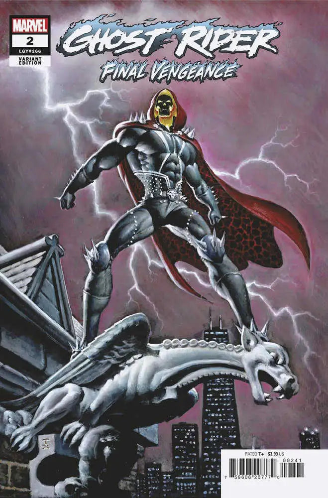 Ghost Rider atop a gargoyle with stormy sky in Ghost Rider: Final Vengeance #2 variant