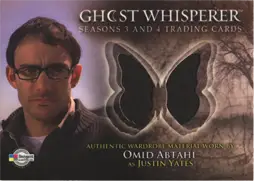 Justin Yates Costume Card trading card with butterfly-shaped fabric swatch from Ghost Whisperer