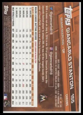 Giancarlo Stanton 2017 Topps Chrome #155 Miami Marlins - Baseball Card Single