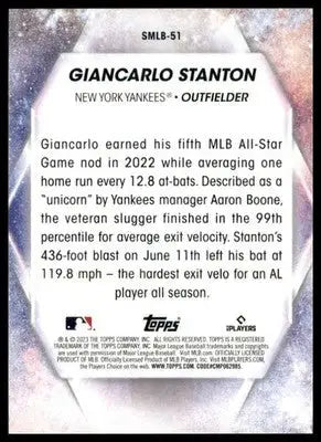 Giancarlo Stanton 2023 Topps Stars of MLB #SMLB-51 New York Yankees