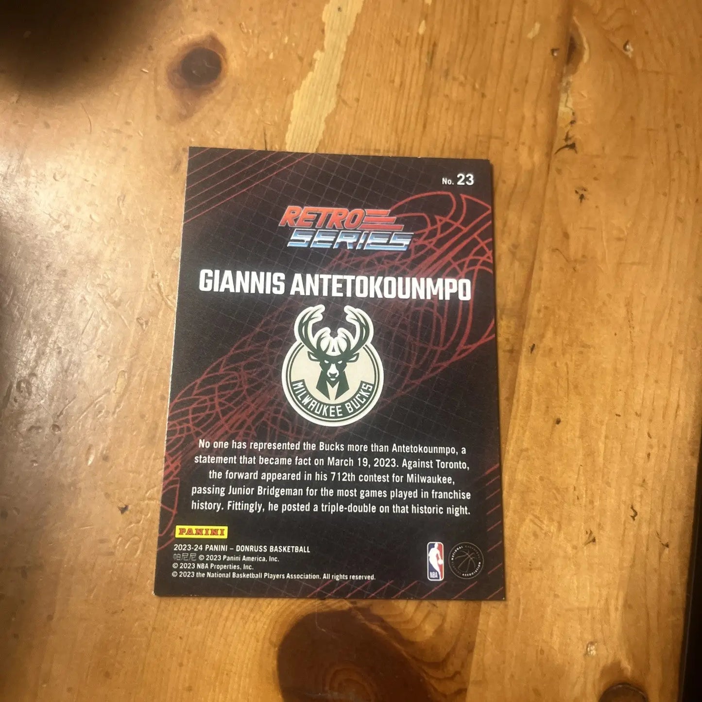 Giannis Antetokounmpo 2023-24 Donruss Retro Series Insert #23 Milwaukee Bucks - Basketball Card Single