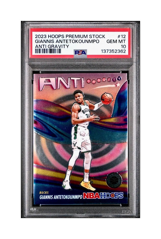 Giannis Antetokounmpo 2023 Panini Hoops Premium Anti Gravity #12 PSA 10 Gem Mint - Basketball Card Single