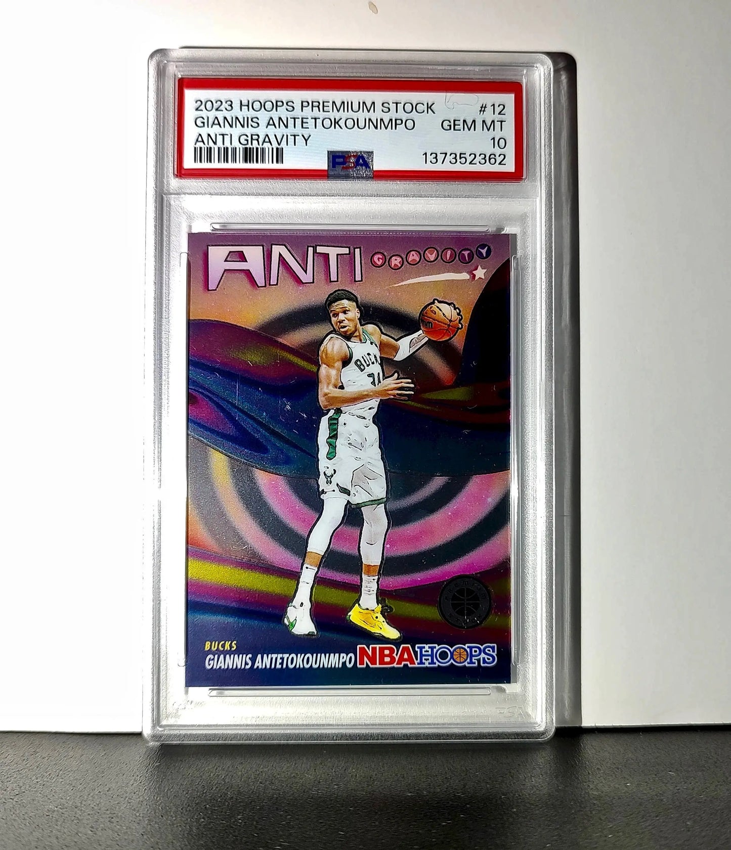 Giannis Antetokounmpo 2023 Panini Hoops Premium Anti Gravity #12 PSA 10 Gem Mint