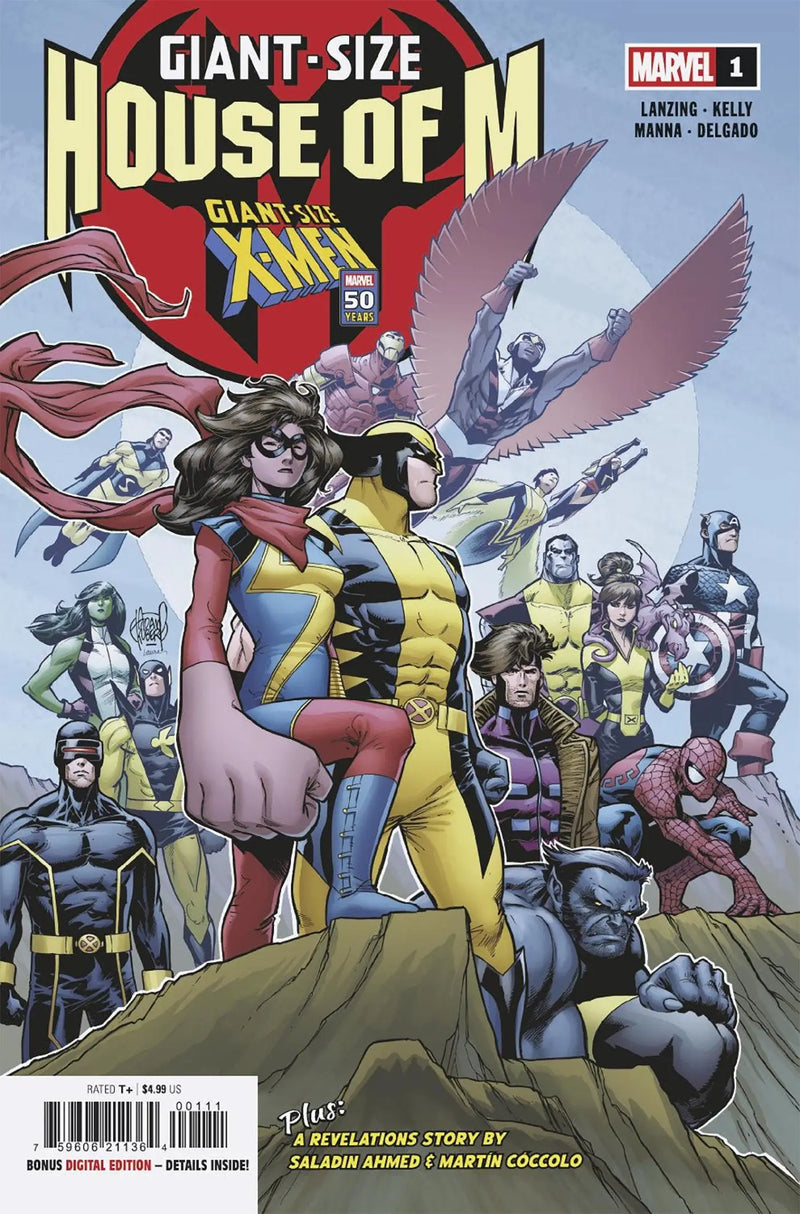 Comic book cover featuring Kamala Khan and multiple superheroes from Giant-Size House of M #1