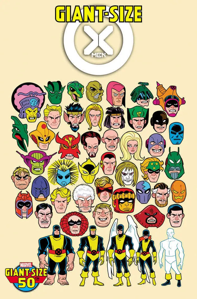 Collection of colorful X-Men character heads in Giant-Size X-Men #1 Dave Bardin Variant