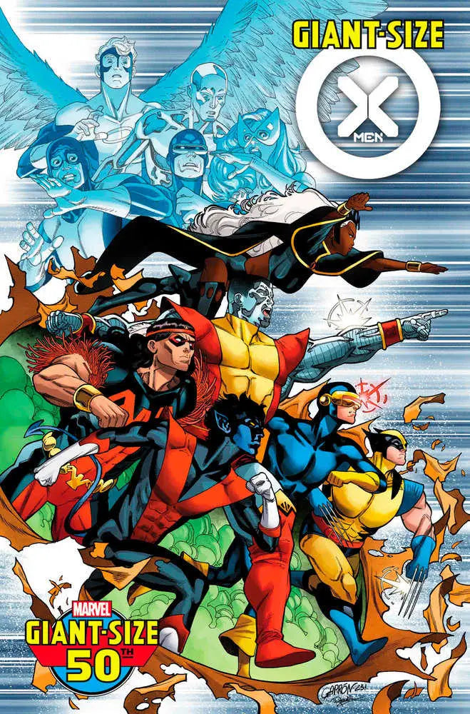 Comic book cover of Giant-Size X-Men #1 with superheroes in action, perfect for trading cards