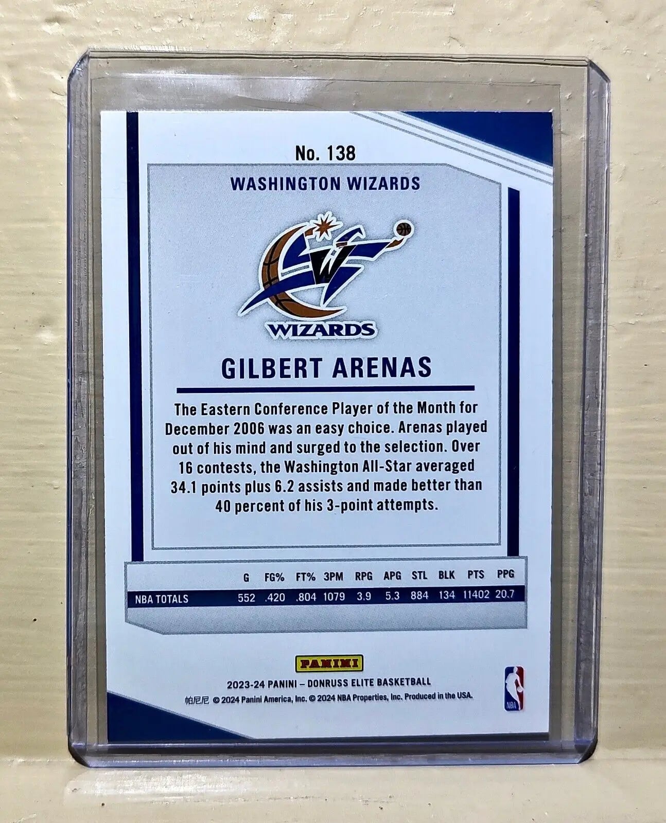 Gilbert Arenas 2023-24 Panini Donruss Elite NBA #138 Basketball Card Wizards - Basketball Card Single