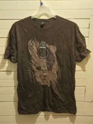 Gildan Shirt Mens XL Guitar Graphic Brown Short Sleeve Softstyle Tee Music - Apparel