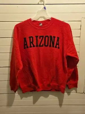 Gildan Sweatshirt Mens L Arizona Crewneck Pullover Red Heavy Blend Graphic Worn - Apparel