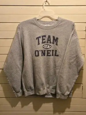 Gildan Sweatshirt Mens L Gray Crewneck Team USA ONEIL Graphic Heavy Blend - Apparel