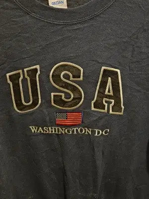 Gildan Sweatshirt Mens S USA Washington DC Embroidered Flag Navy Heavy Blend - Apparel