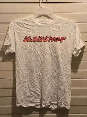 Gildan T-Shirt Mens M White SLINGSHOT Orlando Graphic I Survived Theme Park Tee - Apparel