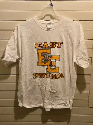 Gildan T-Shirt Mens XL East Invitational Graphic Front Map Back White Cotton - Apparel