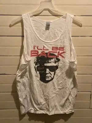 Gildan Tank Top Mens XL Ill Be Back Graphic Trump 2020 White Sleeveless - Apparel