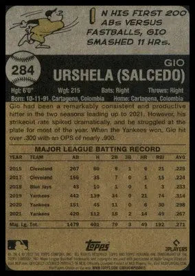 Gio Urshela 2022 Topps Heritage #284 New York Yankees - Baseball Card Single