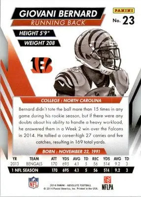 Giovani Bernard - 2014 Panini Absolute - #23 - Retail Football - Football Card Single