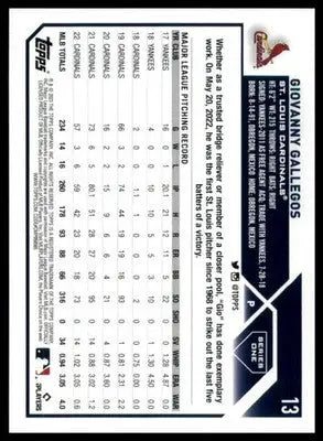 Giovanny Gallegos 2023 Topps #13 St. Louis Cardinals - Baseball Card Single