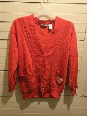 Gitano Cardigan Womens M Red V Neck Button Front Patch Pocket Lightweight Casual - Apparel