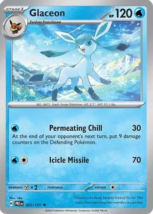 Glaceon - SV: Prismatic Evolutions - 025/131 - Holo Holo NM Pokemon - Pokémon Card Single