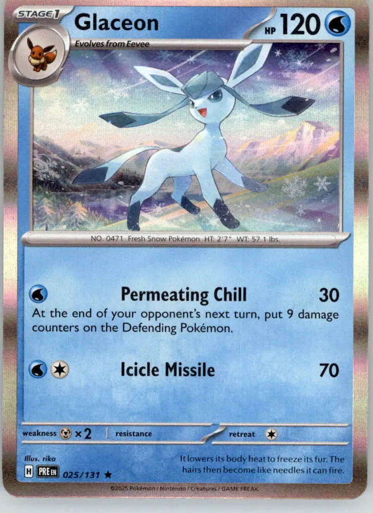 Glaceon - SV: Prismatic Evolutions - 025/131 - Holo Holo NM Pokemon - Pokémon Card Single