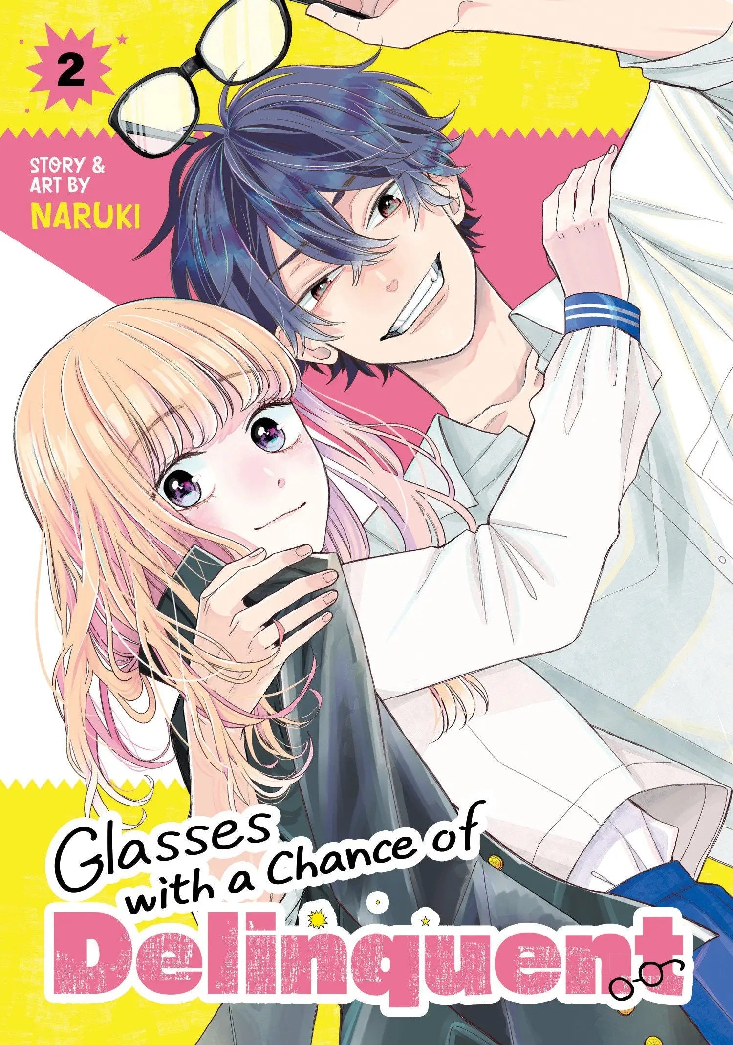 Manga cover featuring two characters from Glasses With A Chance Of Delinquent Volume 2