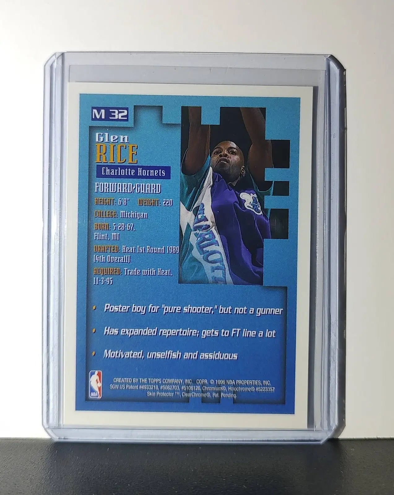 Glen Rice 1995-96 Topps Finest NBA #M32 Mysterly Hornets