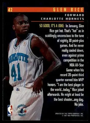 Glen Rice 1996-97 Stadium Club Members Only 55 #42 Charlotte Hornets - Basketball Card Single