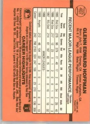 Glenn Hoffman - 1990 Donruss - #407 - AUTO Baseball - Baseball Card Single