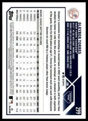 Gleyber Torres 2023 Topps #299 New York Yankees - Baseball Card Single