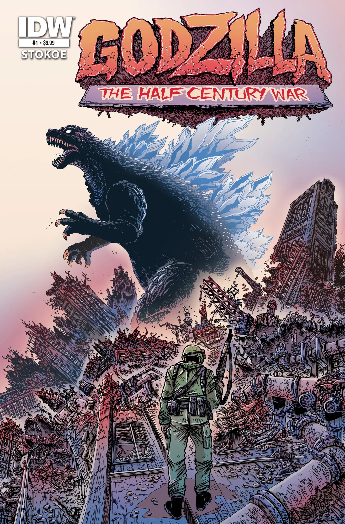 Godzilla 70th anniversary comic book cover by James Stokoe from Foil Classics series