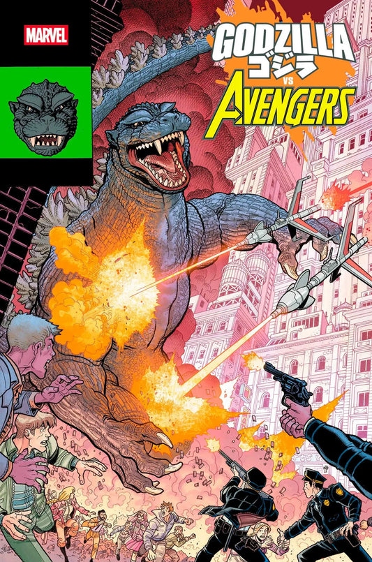 Godzilla Avengers comic book cover featuring Nick Bradshaw’s Earth’s Mightiest homage