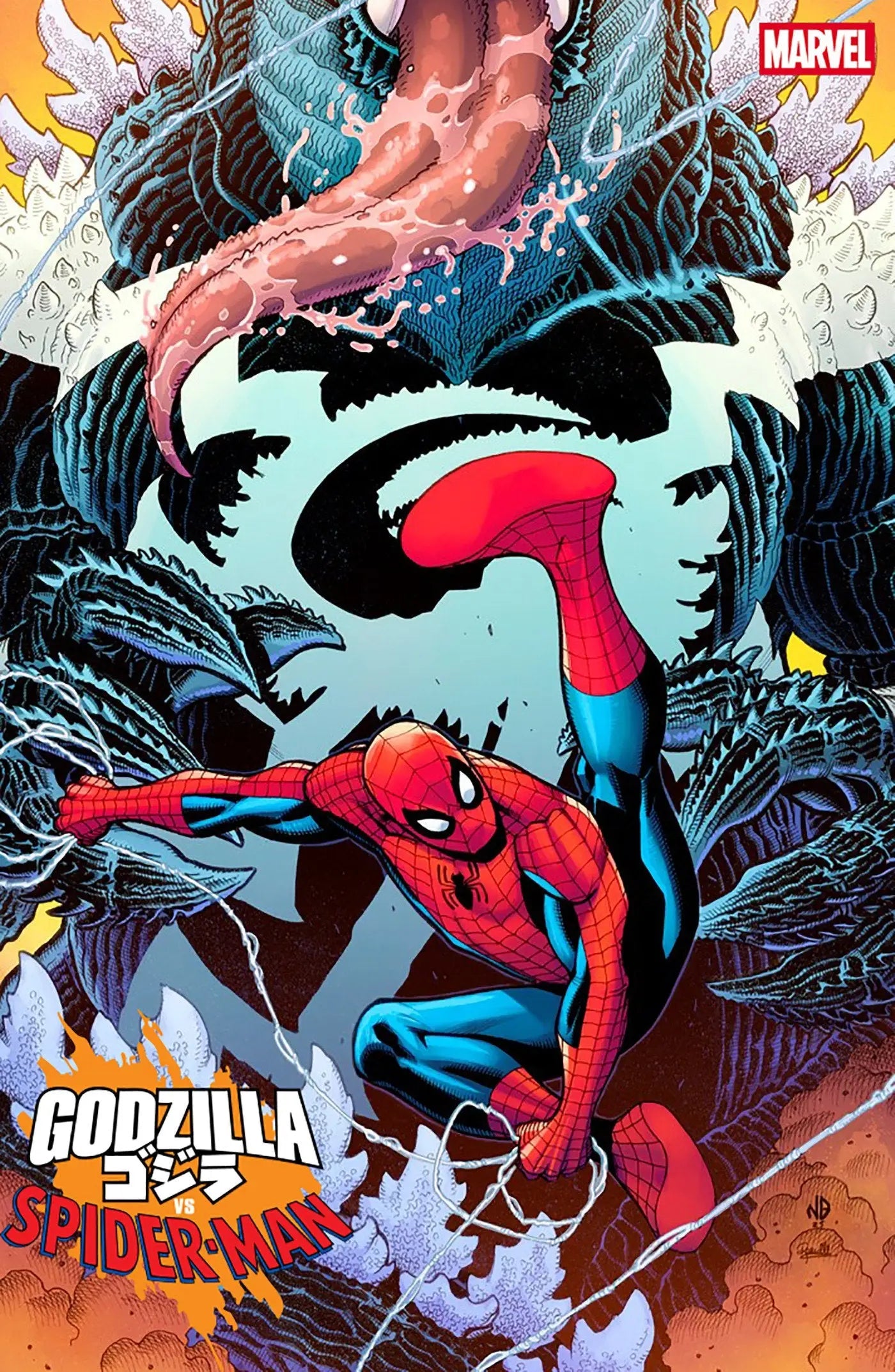 Godzilla vs. Spider-Man #1 Nick Bradshaw Venomized Godzilla Variant - Comic Book