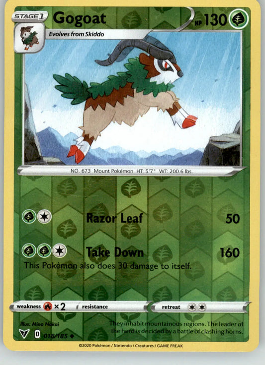 Gogoat - Vivid Voltage - 018/185 - Reverse Holo LP Pokemon - Pokémon Card Single