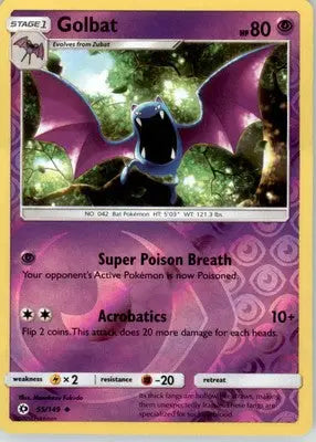 Golbat - SM Base Set - Reverse Holo LP - #55/149 - Pokémon Card Single