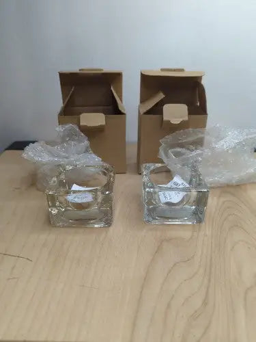 Gold Canyon Heavy Clear Crystal Square Votive Tealight Candle Holders 2 Piece - General Merchandise