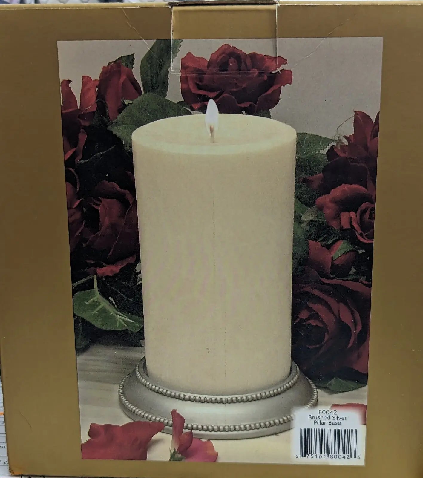 Gold Canyon Pillar Base Brushed Silver Candle Ring NIP - General Merchandise