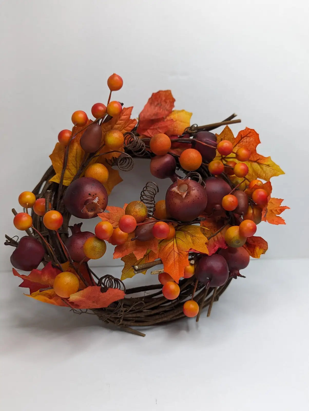Gold Canyon Rustic Fall Leaves Candle Ring or Door Wreath 4’’ - General Merchandise