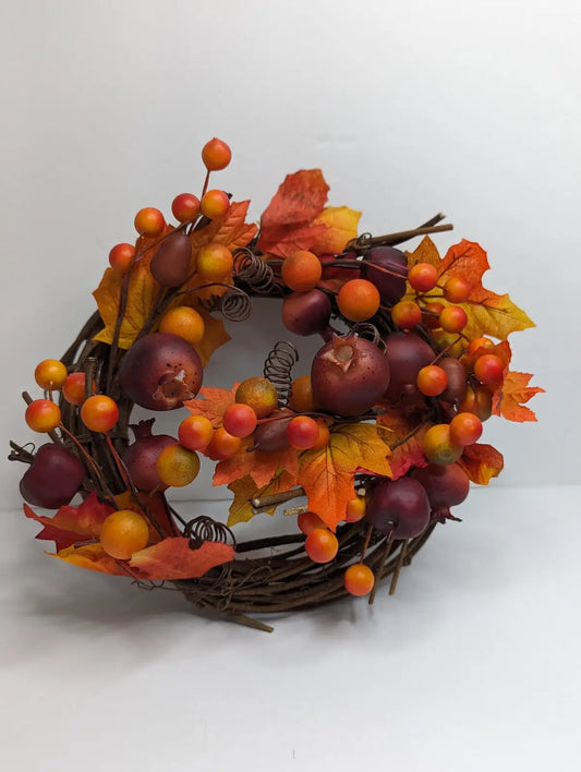 Gold Canyon Rustic Fall Leaves Candle Ring or Door Wreath 4’’ - General Merchandise