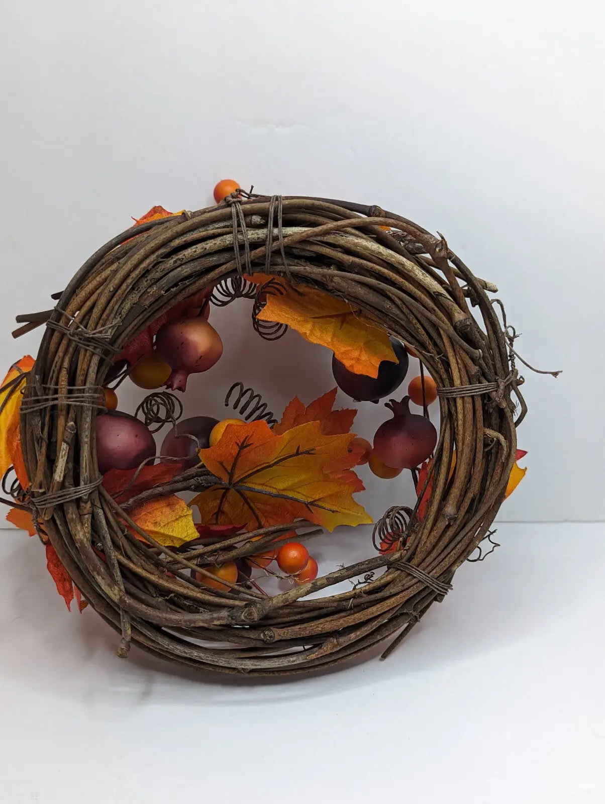 Gold Canyon Rustic Fall Leaves Candle Ring or Door Wreath 4’’ - General Merchandise