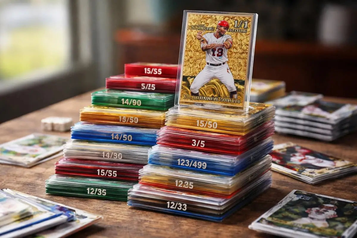 Golden baseball card #13 in white uniform on acrylic stand for 2026 card packs