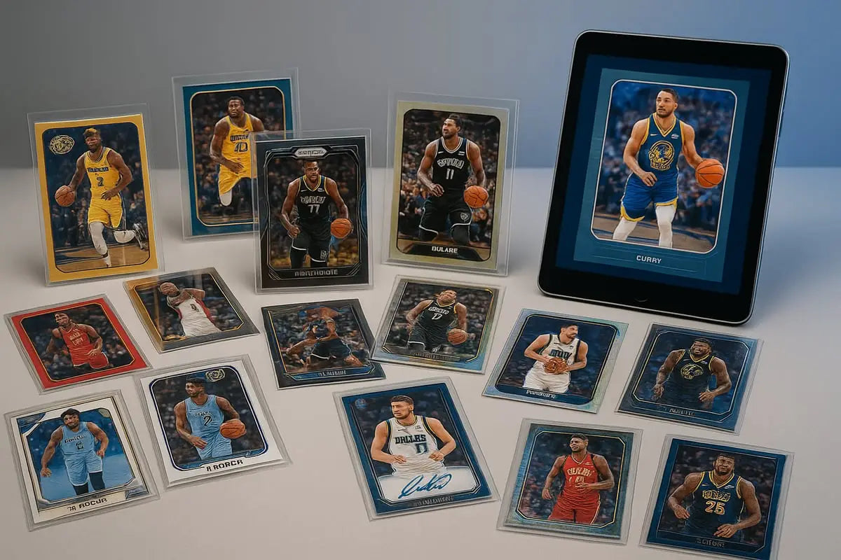 Golden NBA basketball player action figure in clear case for trading cards
