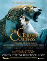 Polar bear in golden armor roars with girl in white coat from Golden Compass Trading card