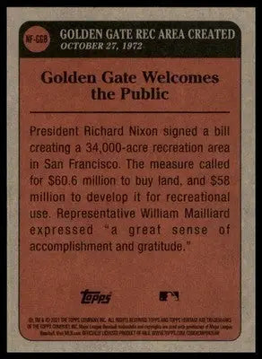 Golden Gate National Recreation Opens 2021 Topps Heritage Flashbacks #NF-GGB - Other