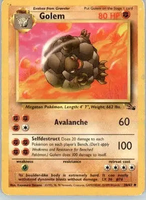 Golem - Fossil - 36/62 - Unlimited MP - Pokémon Card Single