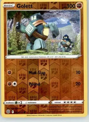 Golett - Brilliant Stars - 082/172 - Reverse Holo LP Pokemon - Pokémon Card Single
